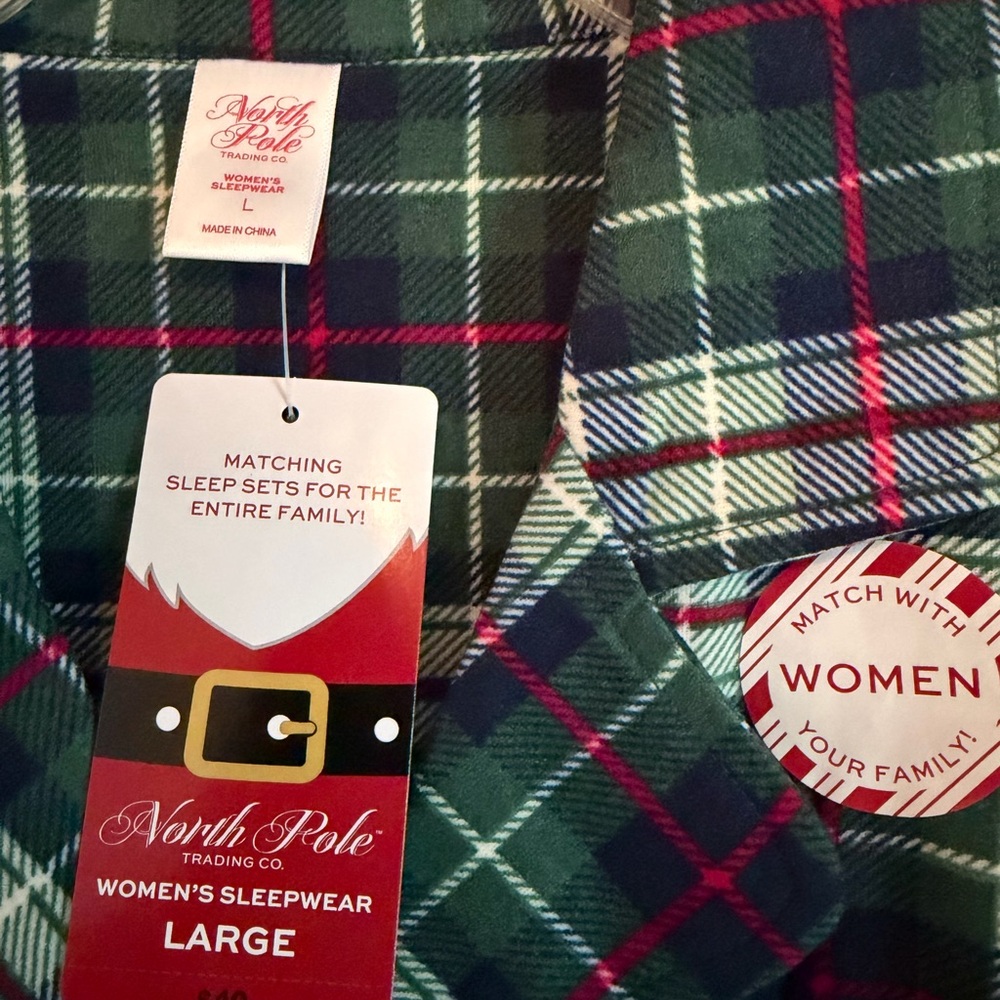 Woman’s Christmas Plaid Flannel L Nightgown - Picture 3 of 5